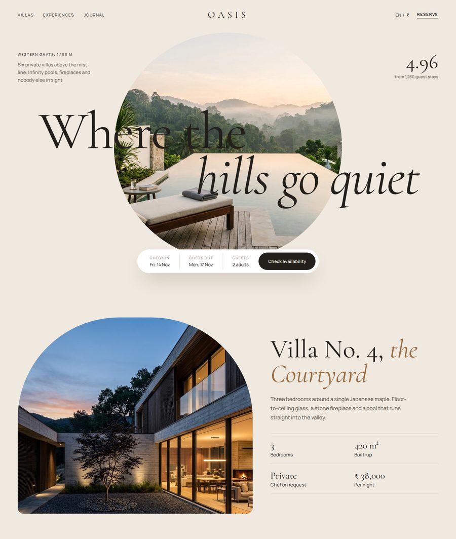 Oasis Villas website design